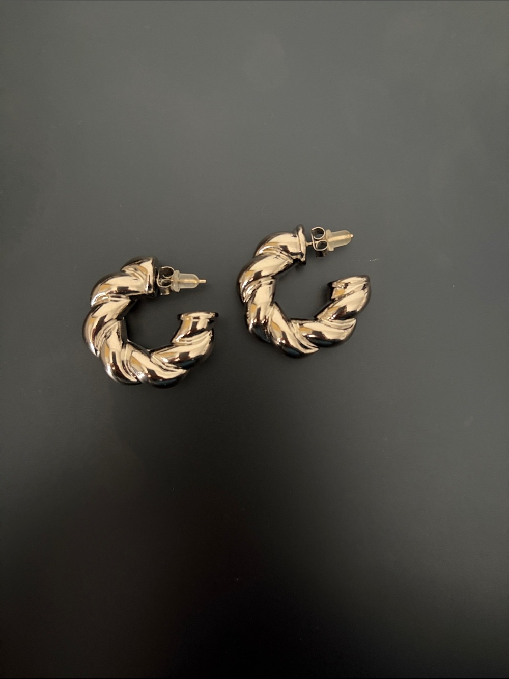 Gold Twisted Hoop Stud Earrings - Women Jewelry